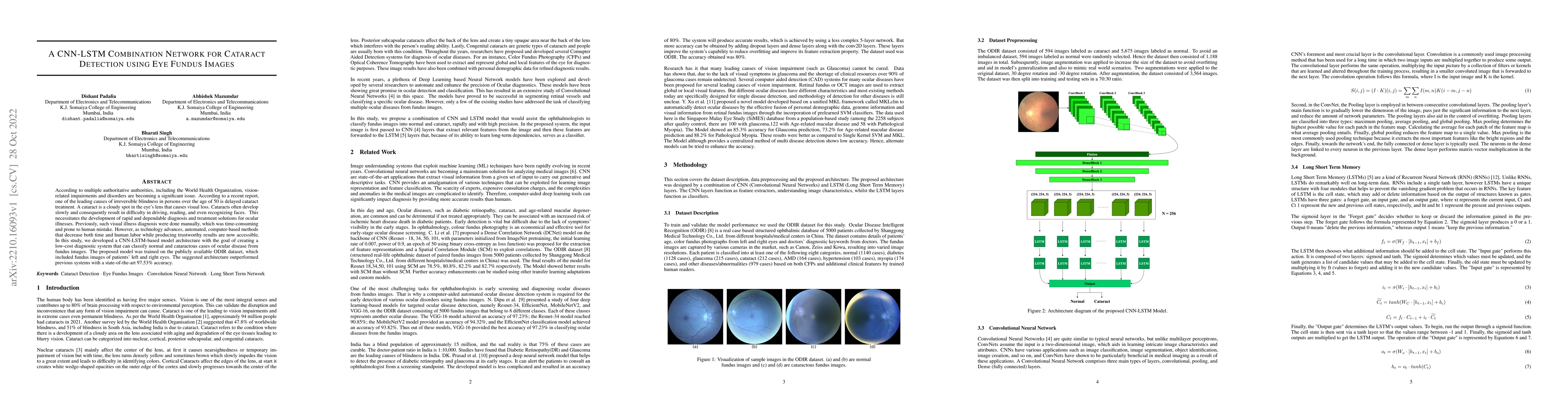 Thumbnail for A CNN-LSTM Combination Network for Cataract Detection using Eye Fundus
  Images
