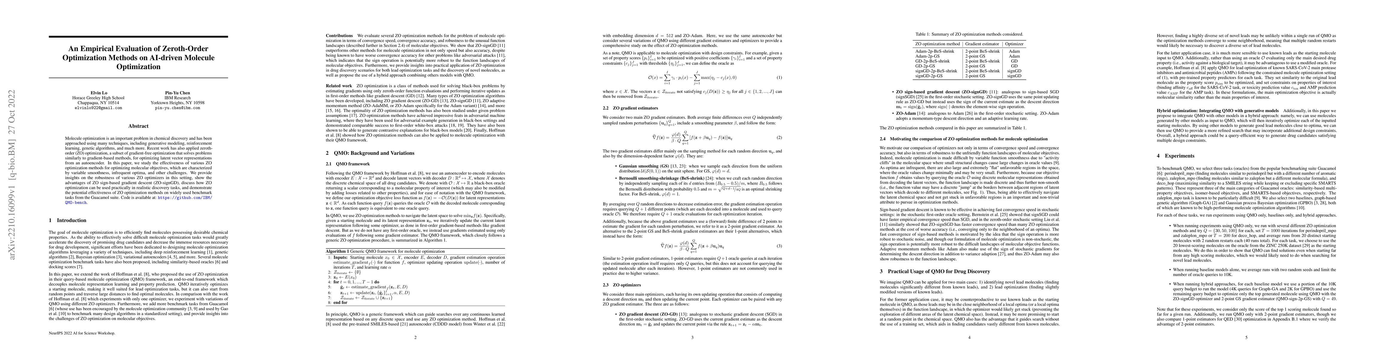 Thumbnail for An Empirical Evaluation of Zeroth-Order Optimization Methods on
  AI-driven Molecule Optimization