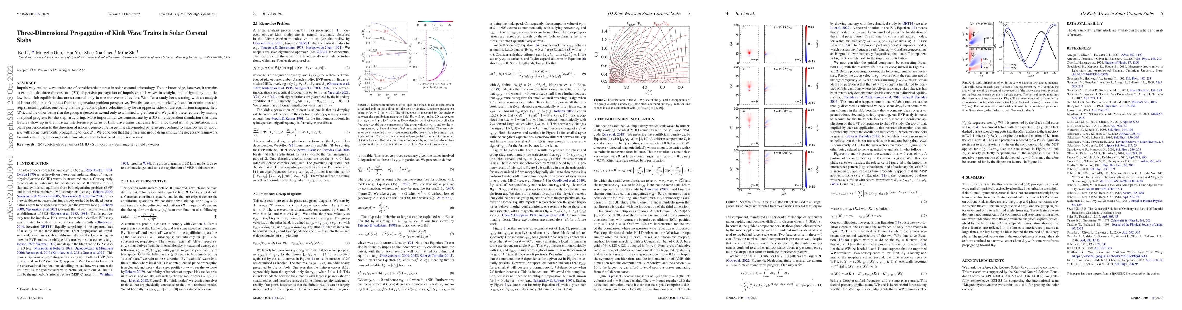 Thumbnail for Three-Dimensional Propagation of Kink Wave Trains in Solar Coronal Slabs