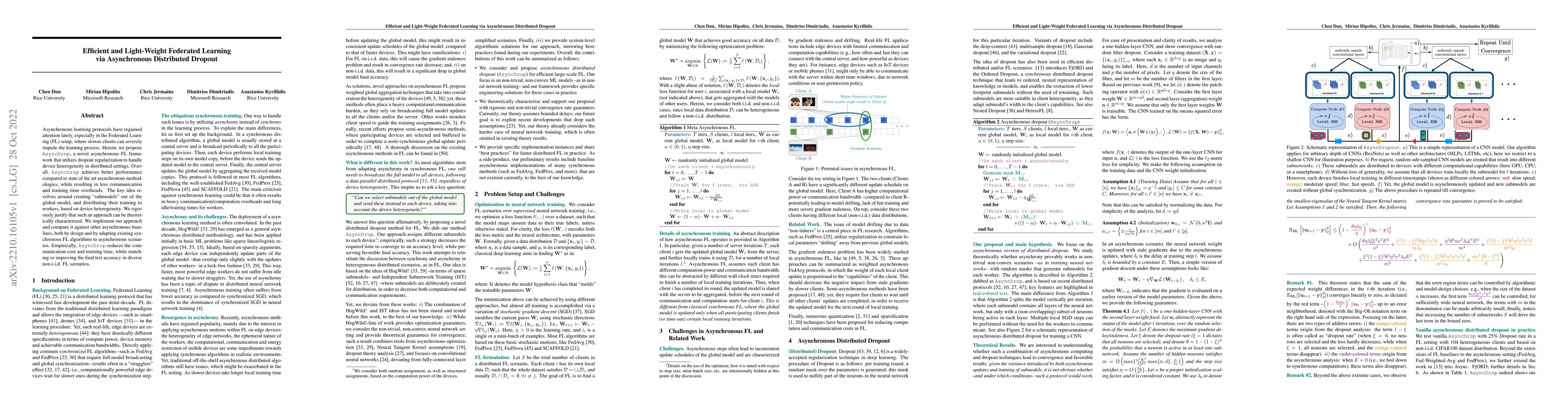 Thumbnail for Efficient and Light-Weight Federated Learning via Asynchronous
  Distributed Dropout