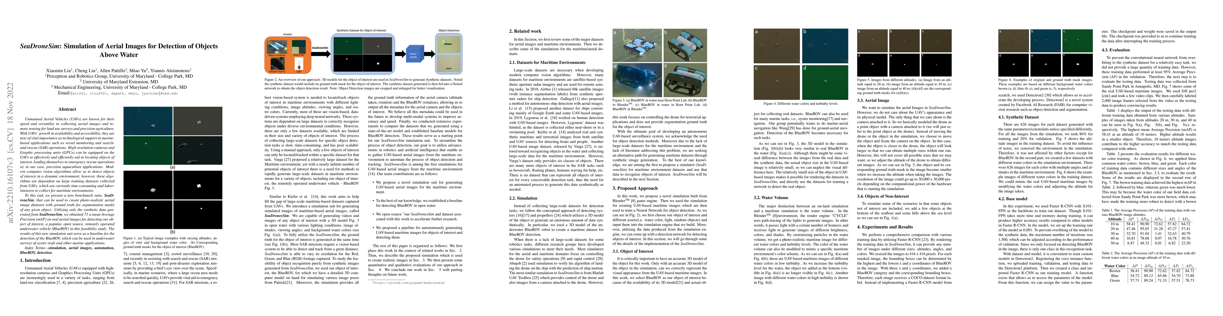 Thumbnail for SeaDroneSim: Simulation of Aerial Images for Detection of Objects Above
  Water