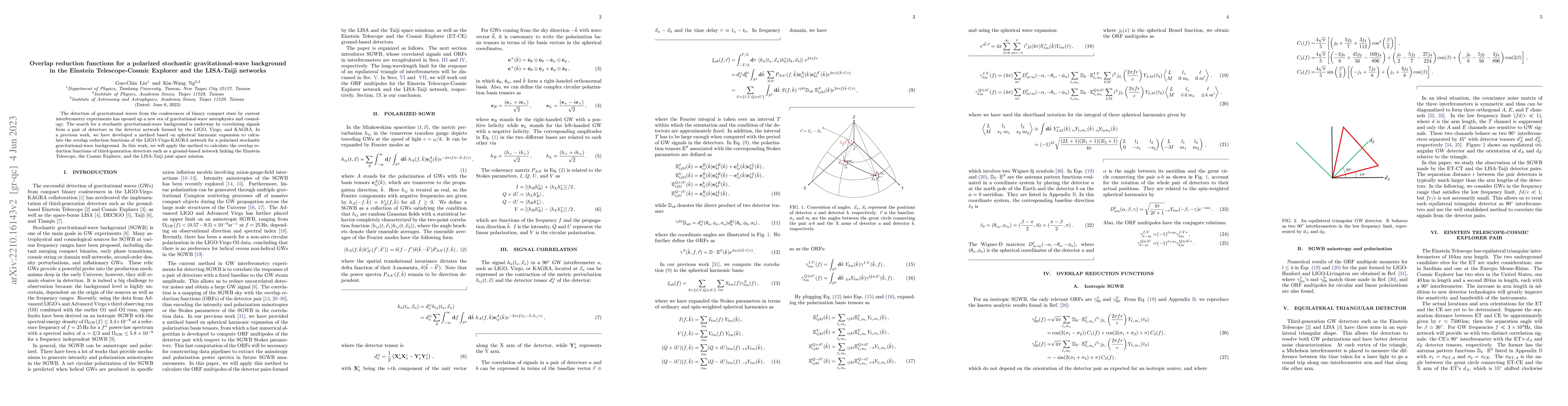 Thumbnail for Overlap reduction functions for a polarized stochastic
  gravitational-wave background in the Einstein Telescope-Cosmic Explorer and
  the LISA-Taiji networks