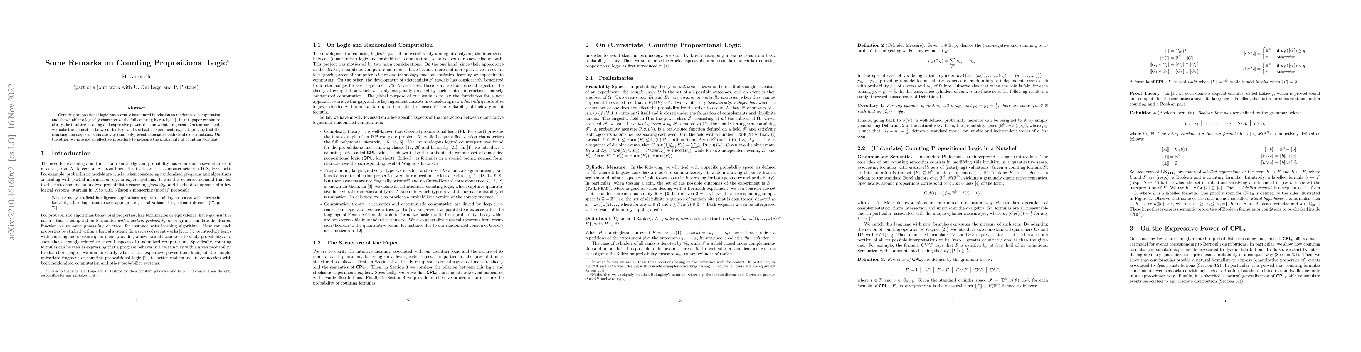 Thumbnail for Some Remarks on Counting Propositional Logic