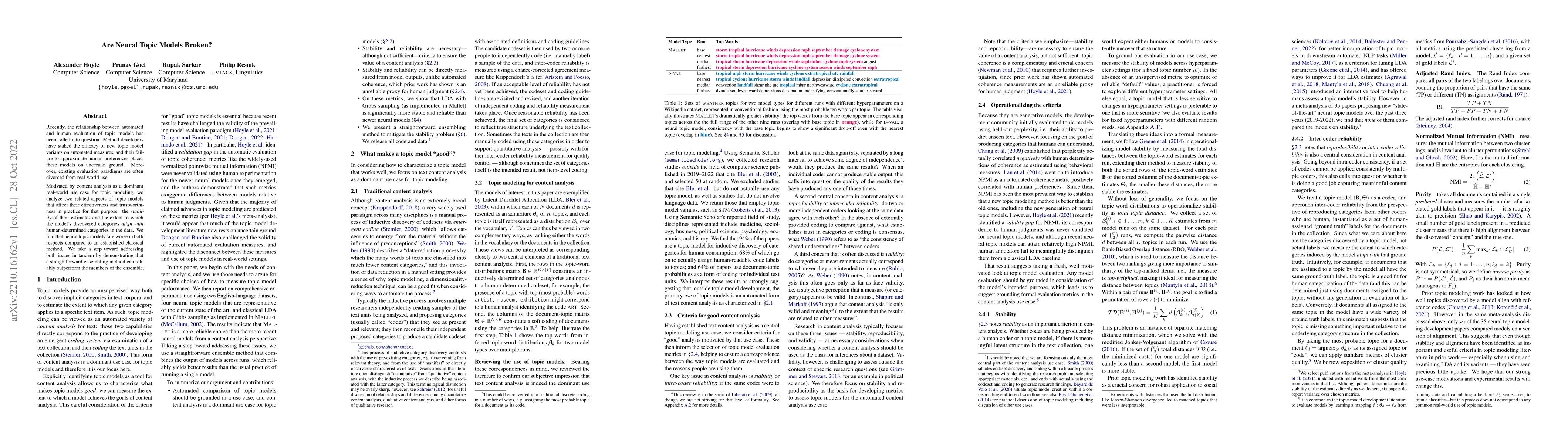 Thumbnail for Are Neural Topic Models Broken?