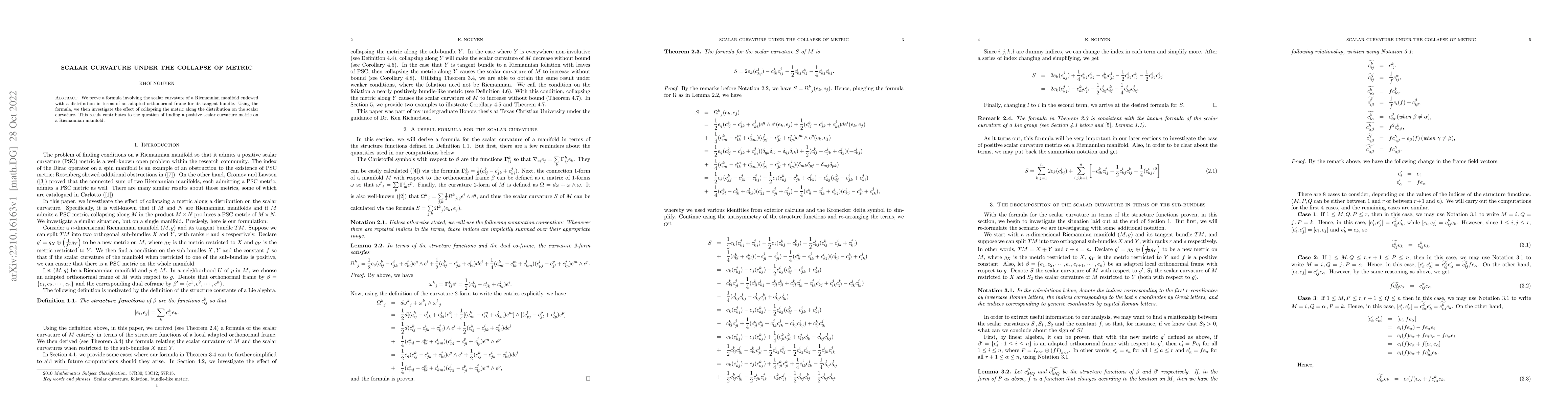 Thumbnail for Scalar curvature under the collapse of metric