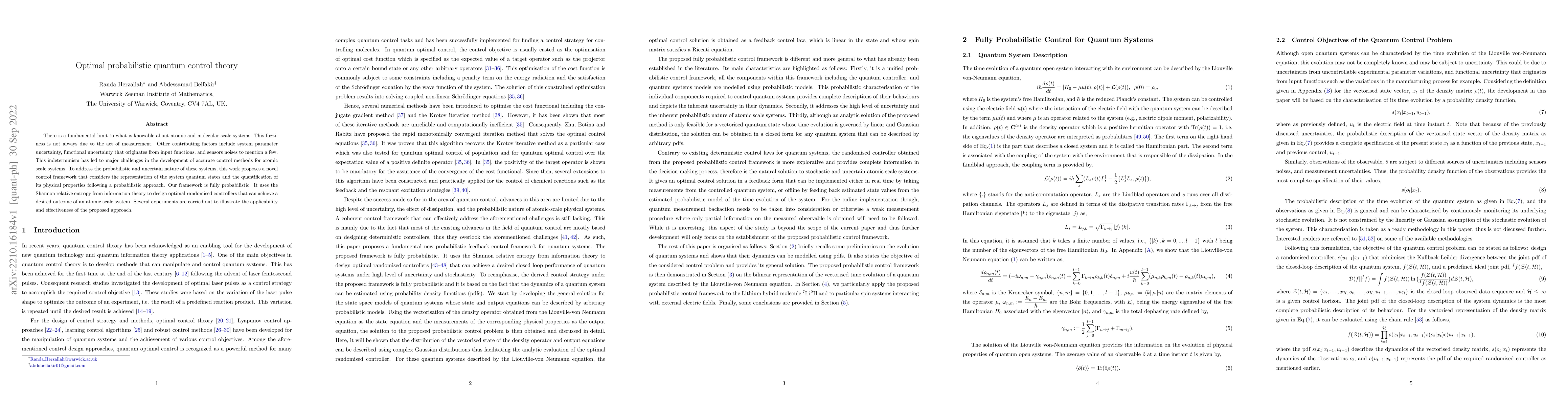 Thumbnail for Optimal probabilistic quantum control theory