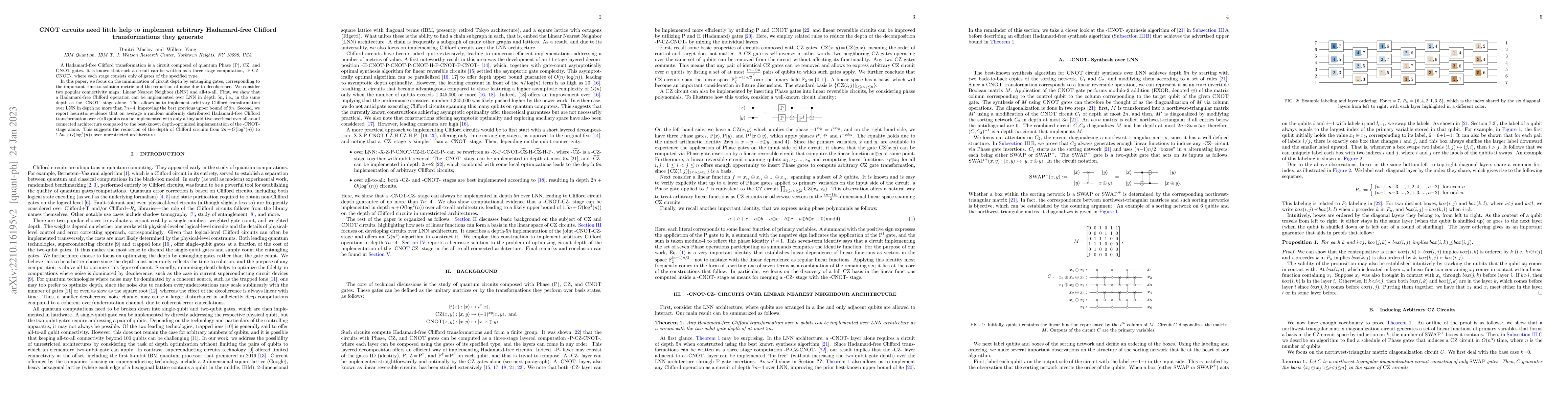 Thumbnail for CNOT circuits need little help to implement arbitrary Hadamard-free
  Clifford transformations they generate