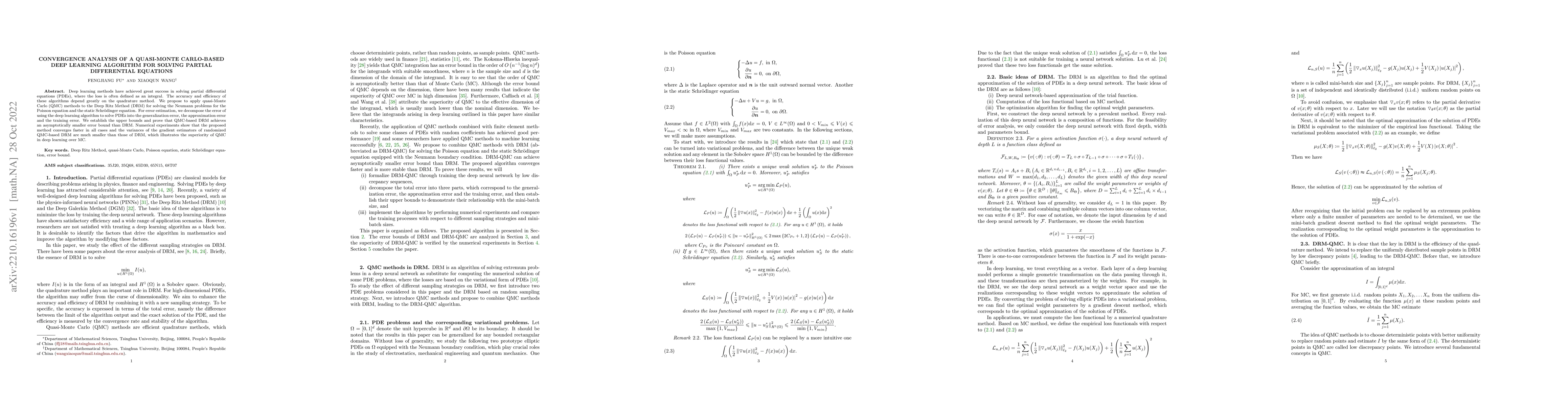 Thumbnail for Convergence analysis of a quasi-Monte Carlo-based deep learning
  algorithm for solving partial differential equations