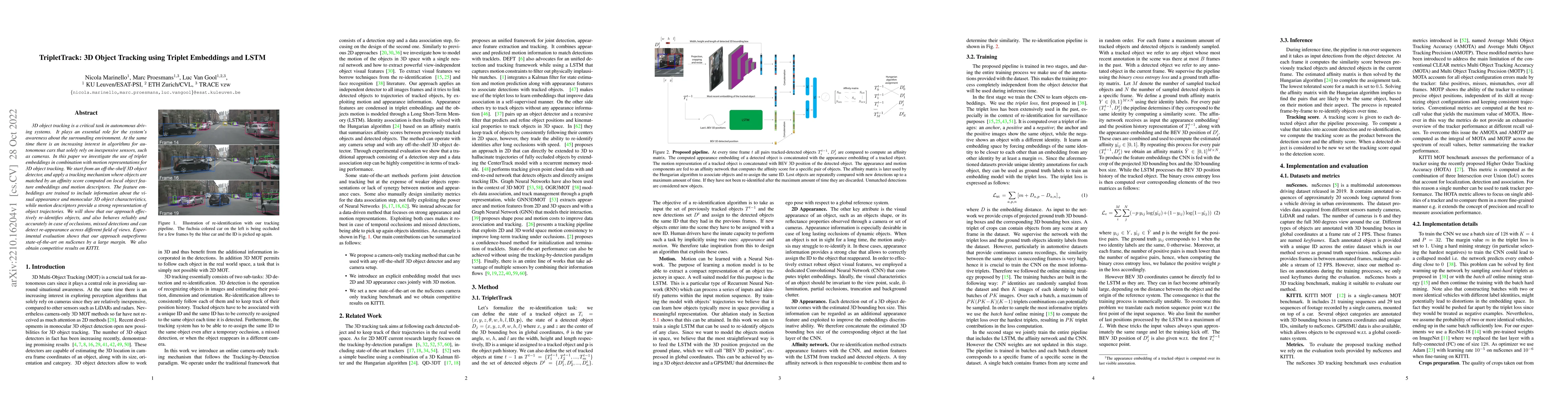 Thumbnail for TripletTrack: 3D Object Tracking using Triplet Embeddings and LSTM