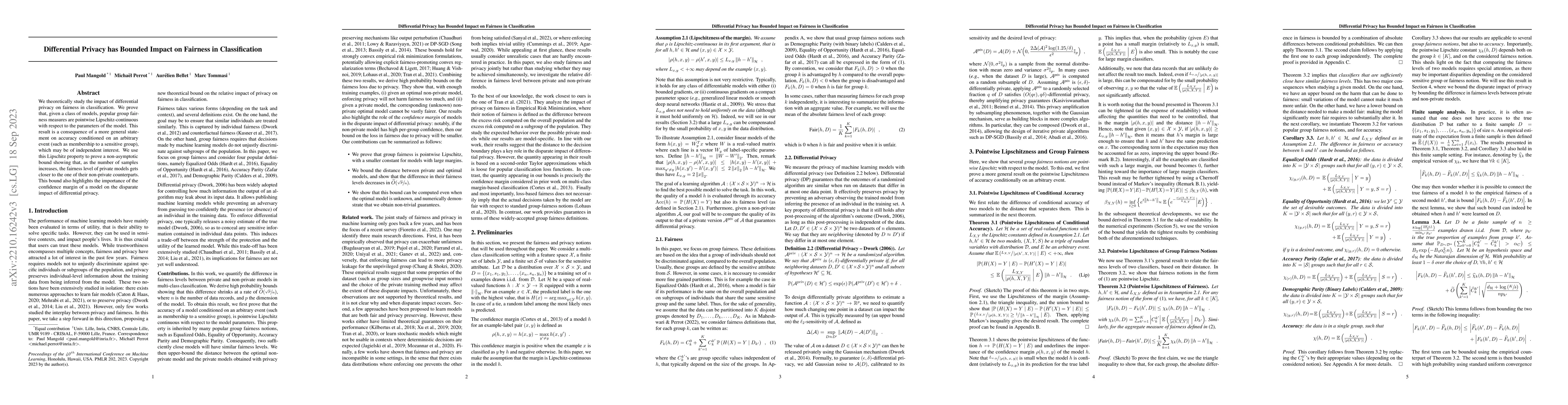 Thumbnail for Differential Privacy has Bounded Impact on Fairness in Classification