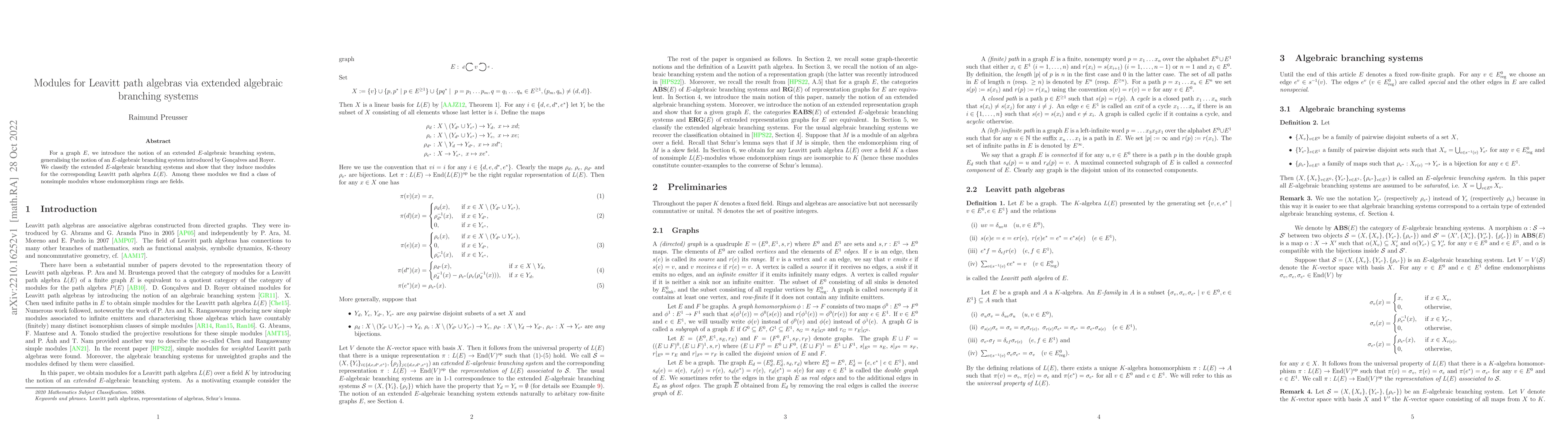Thumbnail for Modules for Leavitt path algebras via extended algebraic branching
  systems