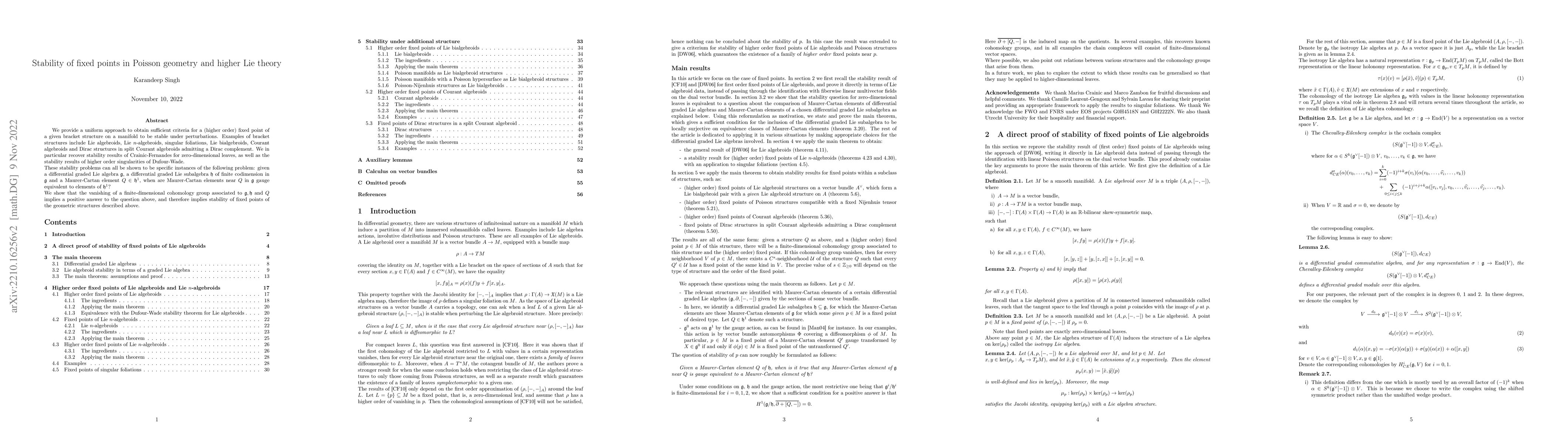 Thumbnail for Stability of fixed points in Poisson geometry and higher Lie theory