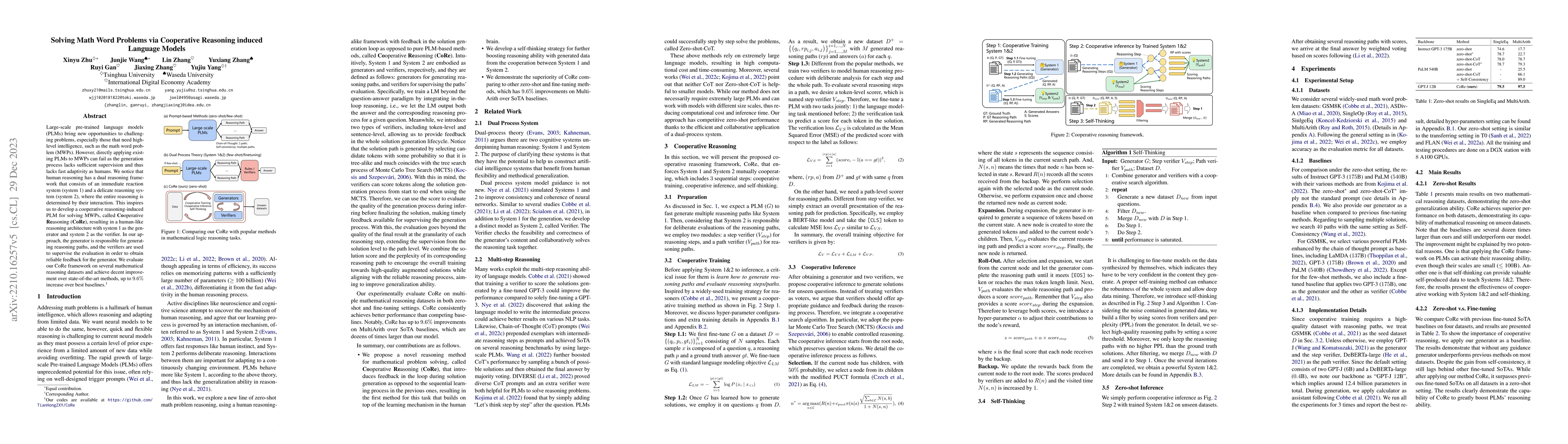 Thumbnail for Solving Math Word Problems via Cooperative Reasoning induced Language
  Models