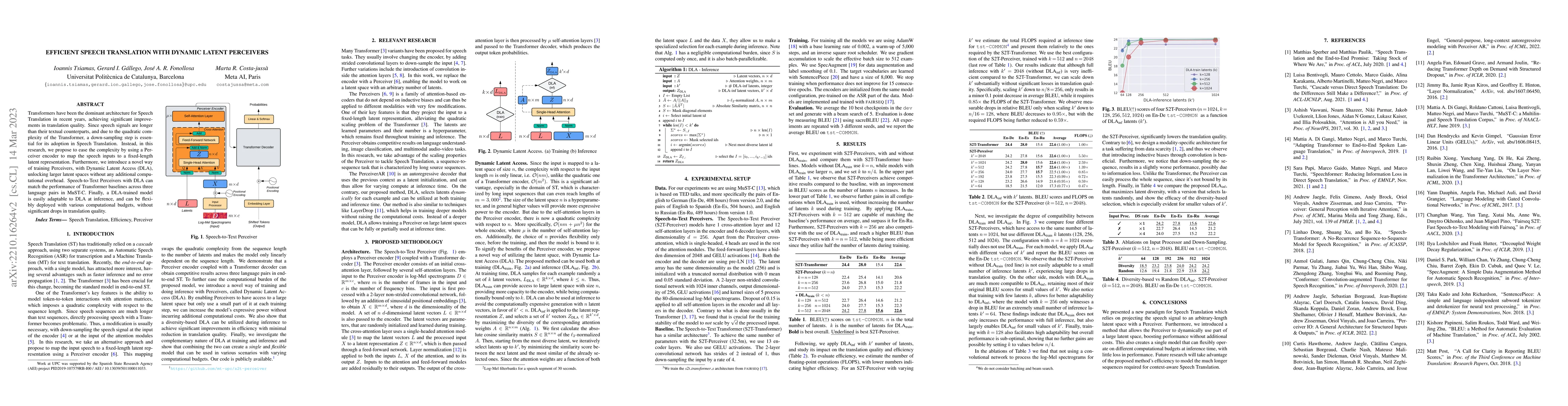 Thumbnail for Efficient Speech Translation with Dynamic Latent Perceivers