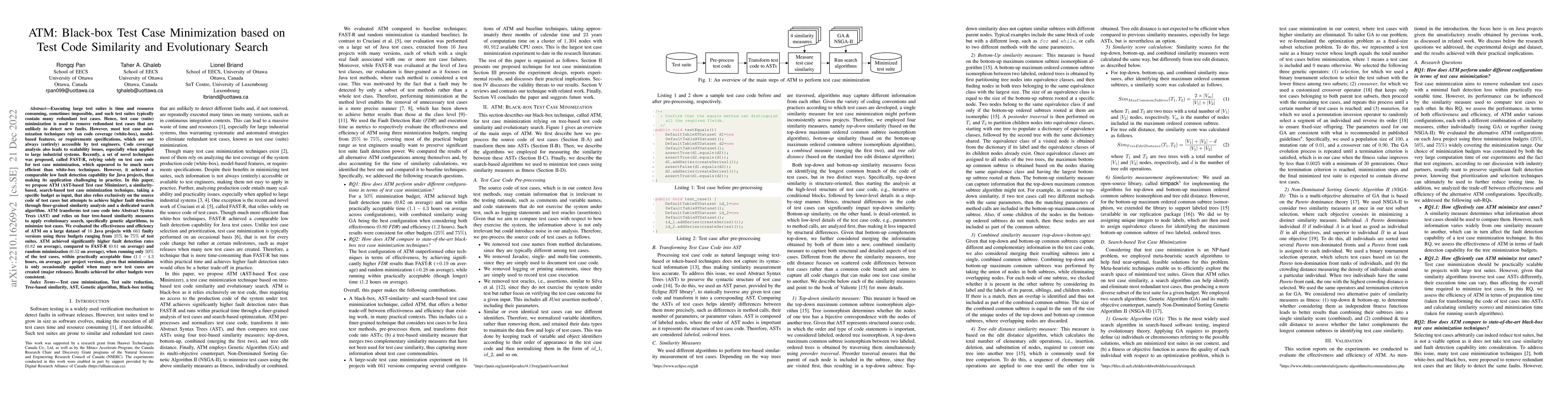 Thumbnail for ATM: Black-box Test Case Minimization based on Test Code Similarity and
  Evolutionary Search