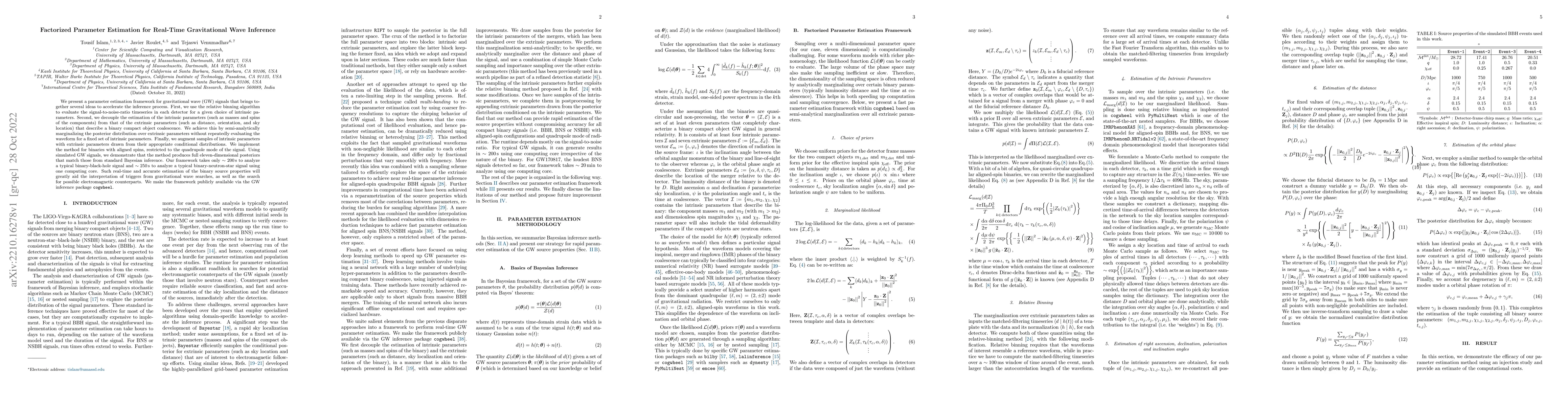 Thumbnail for Factorized Parameter Estimation for Real-Time Gravitational Wave
  Inference