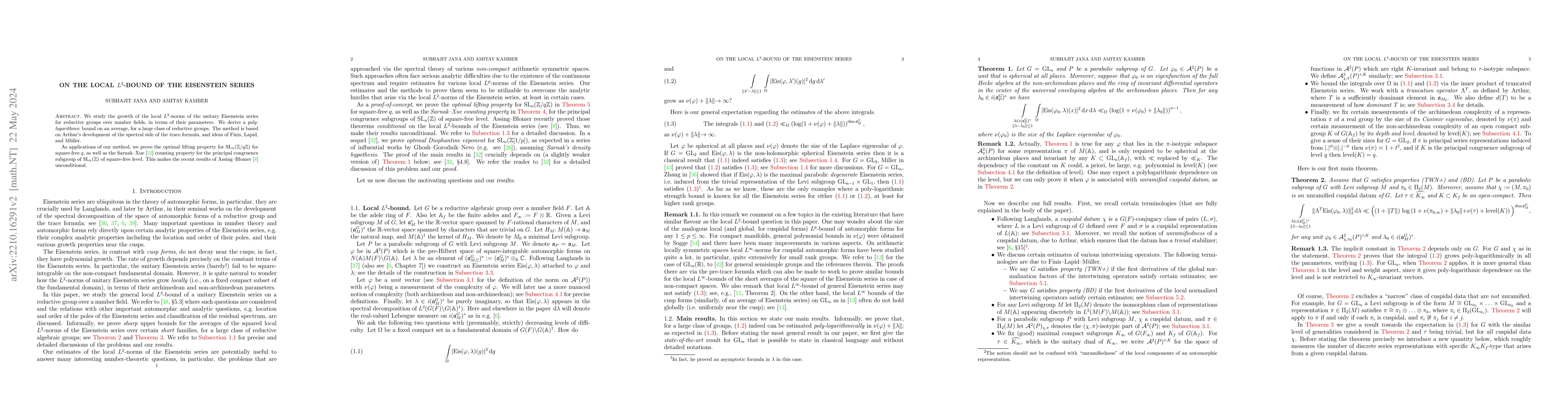 Thumbnail for On the local $L^2$-Bound of the Eisenstein Series