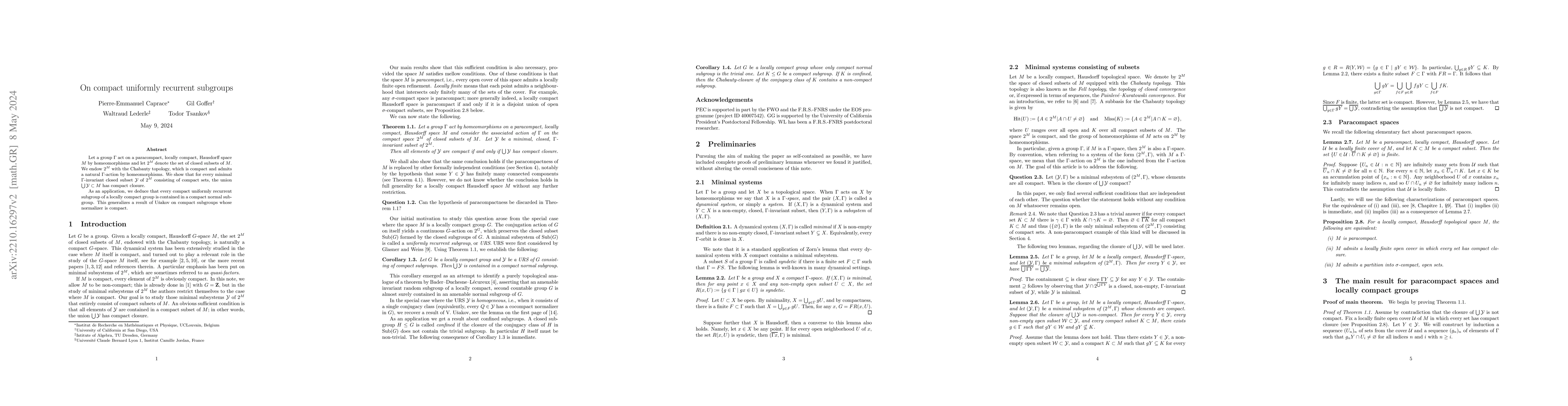 Thumbnail for On compact uniformly recurrent subgroups