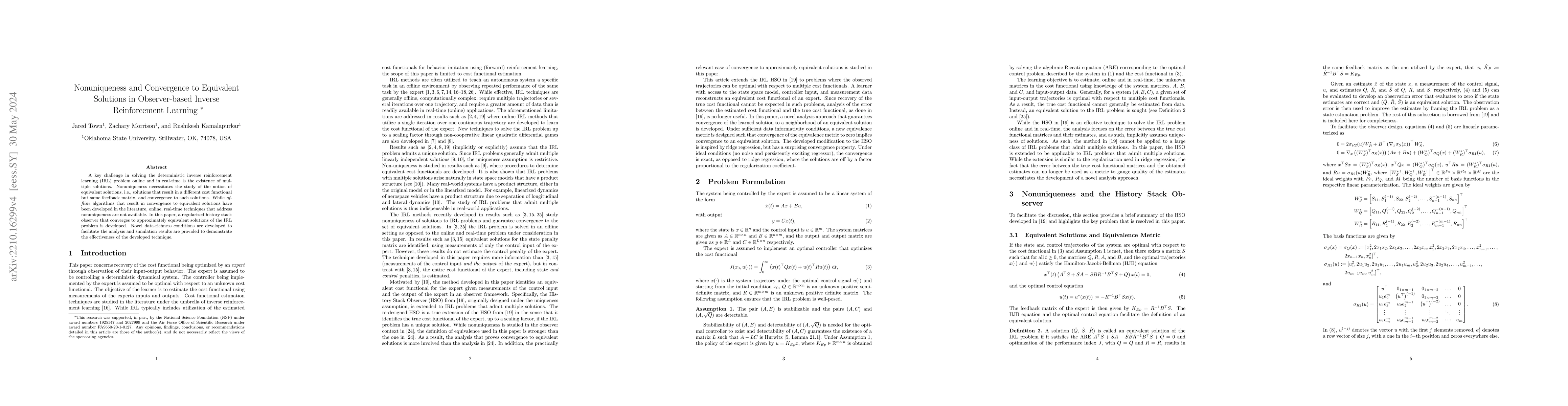 Thumbnail for Nonuniqueness and Convergence to Equivalent Solutions in Observer-based
  Inverse Reinforcement Learning