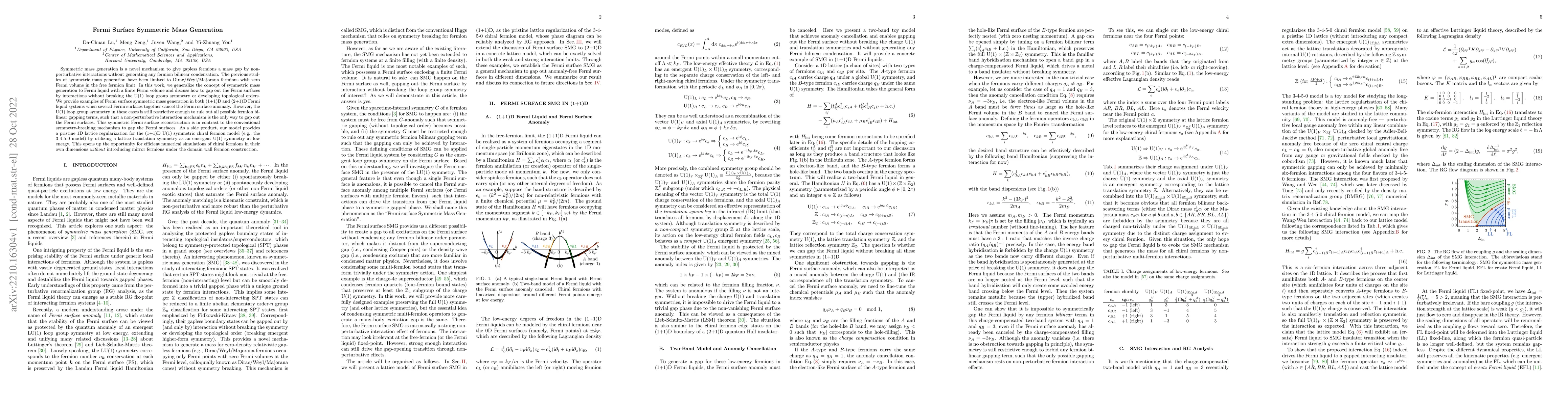 Thumbnail for Fermi Surface Symmetric Mass Generation