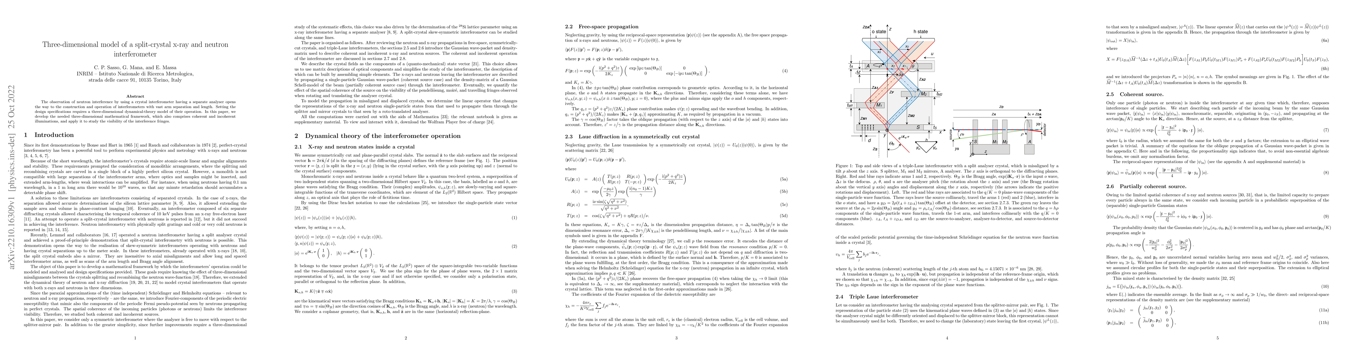 Thumbnail for Three-dimensional model of a split-crystal x-ray and neutron
  interferometer