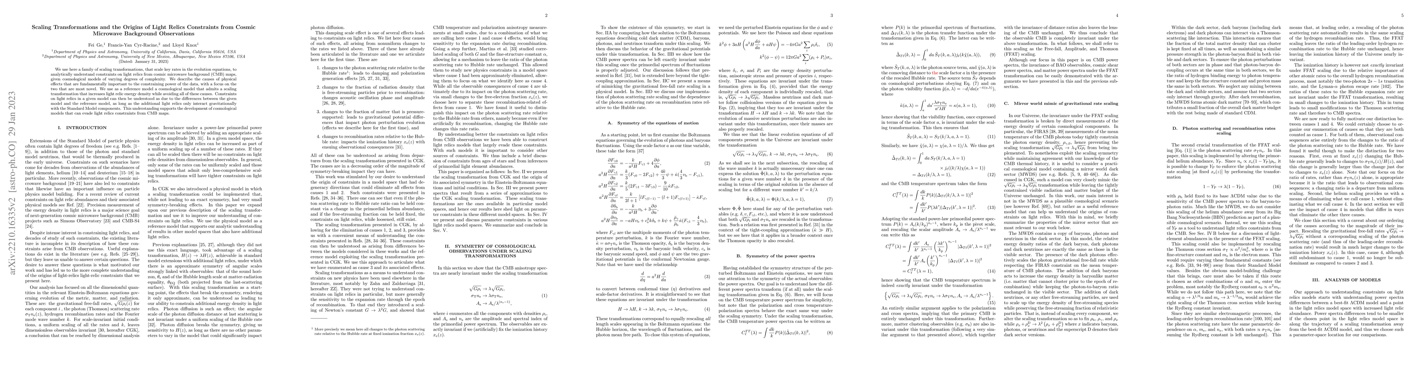 Thumbnail for Scaling Transformations and the Origins of Light Relics Constraints from
  Cosmic Microwave Background Observations
