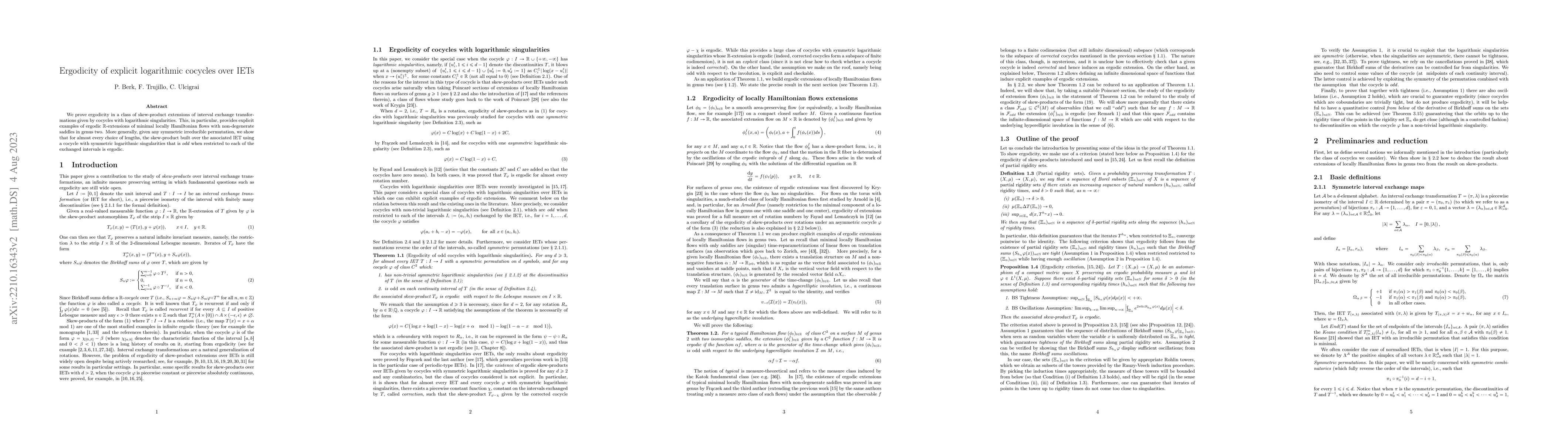 Thumbnail for Ergodicity of explicit logarithmic cocycles over IETs