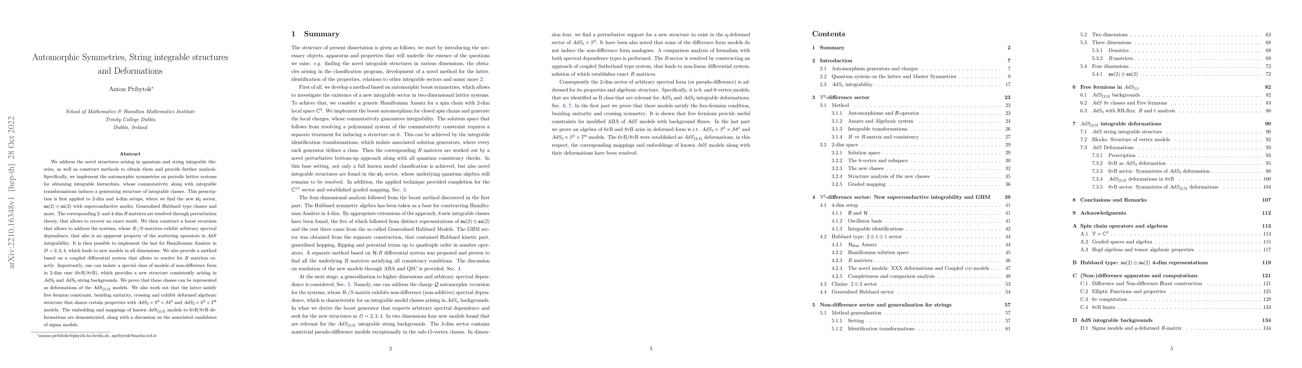 Thumbnail for Automorphic Symmetries, String integrable structures and Deformations
