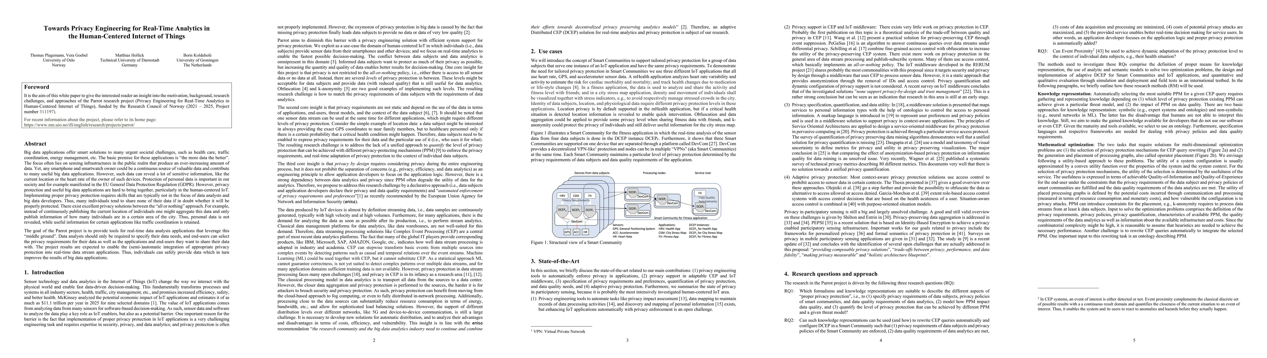 Thumbnail for Towards Privacy Engineering for Real-Time Analytics in the
  Human-Centered Internet of Things