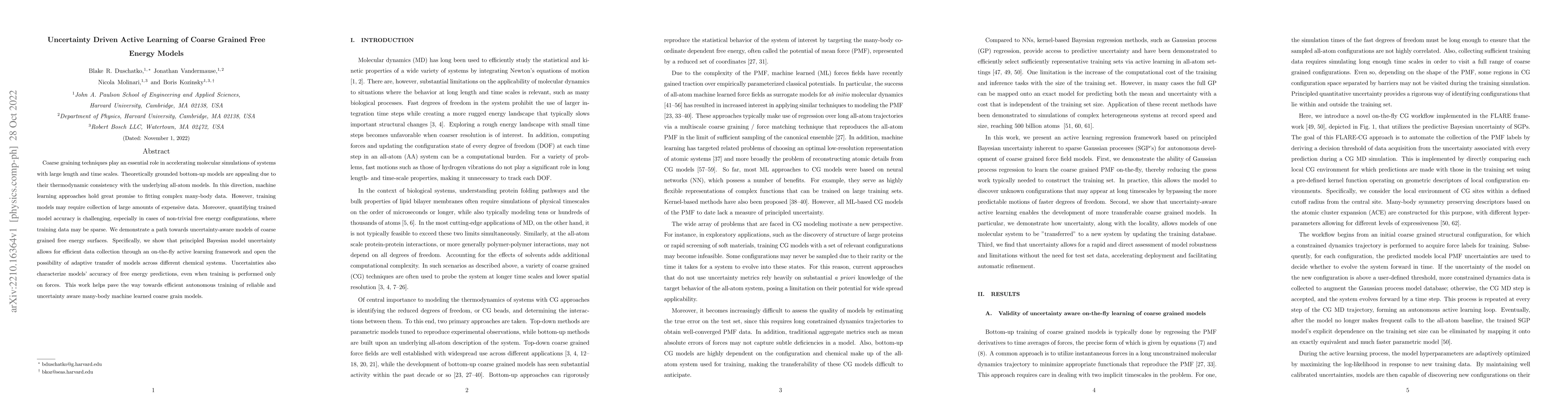Thumbnail for Uncertainty Driven Active Learning of Coarse Grained Free Energy Models