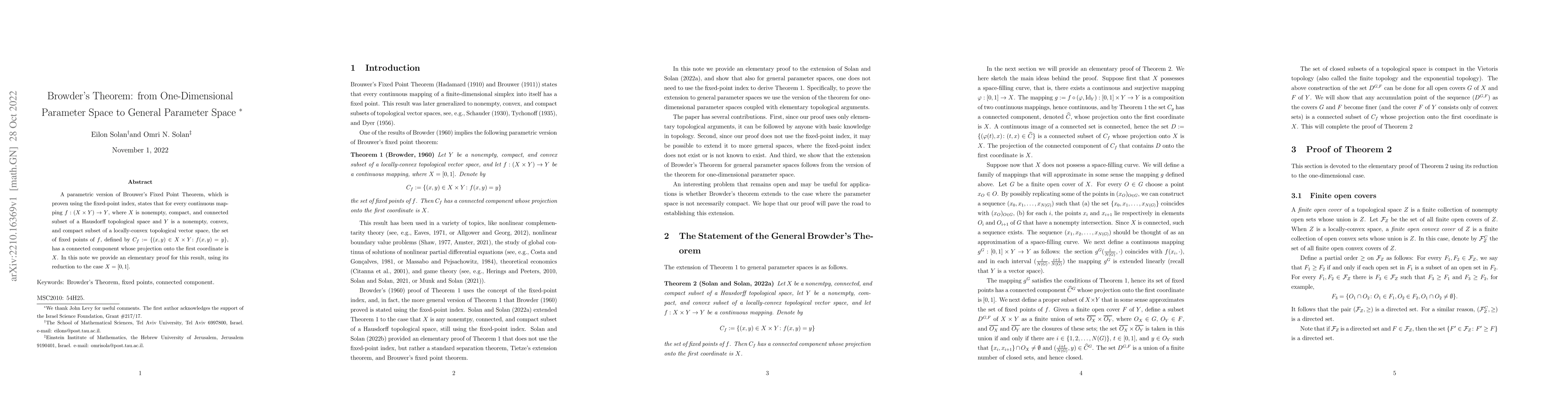 Thumbnail for Browder's Theorem: from One-Dimensional Parameter Space to General
  Parameter Space