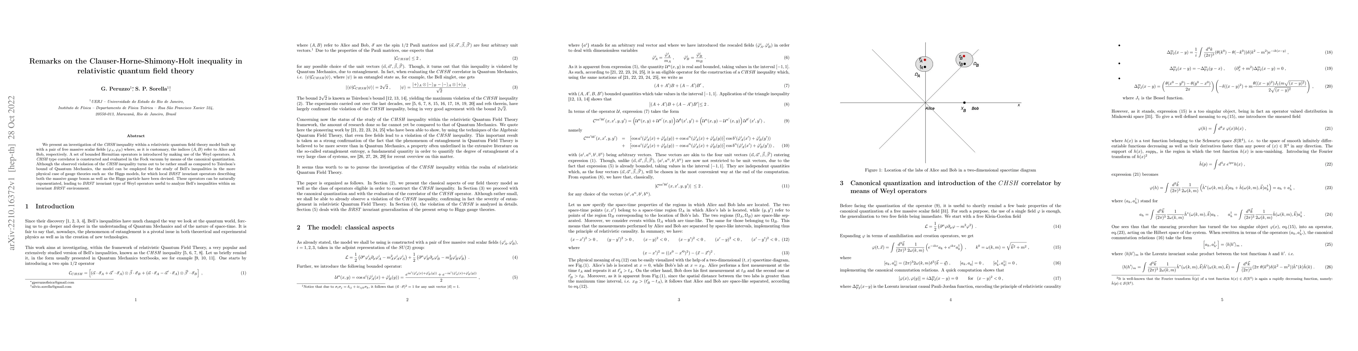 Thumbnail for Remarks on the Clauser-Horne-Shimony-Holt inequality in relativistic
  quantum field theory