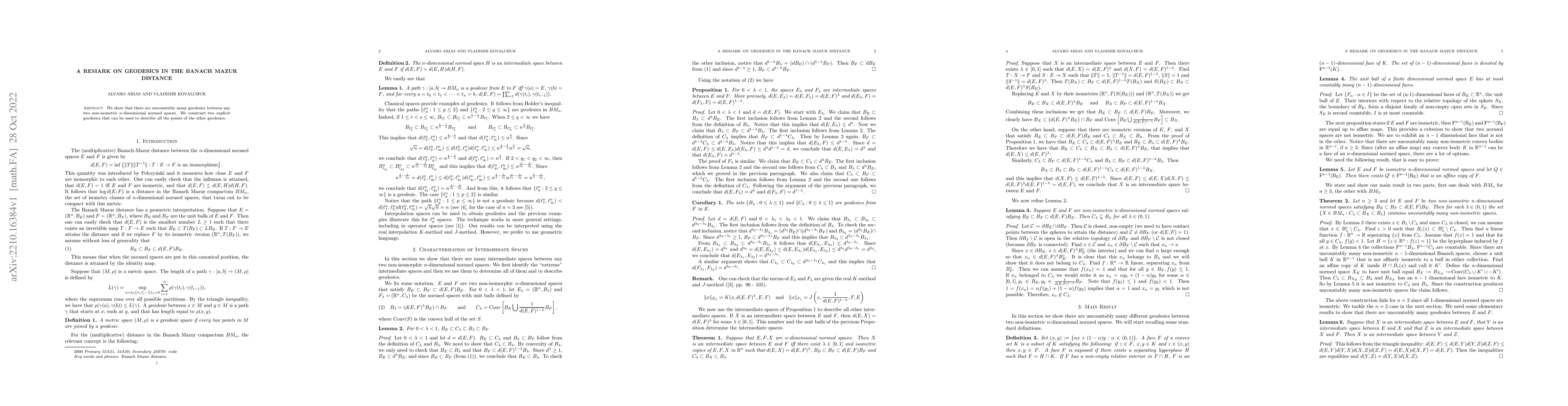 Thumbnail for A remark on geodesics in the Banach Mazur distance