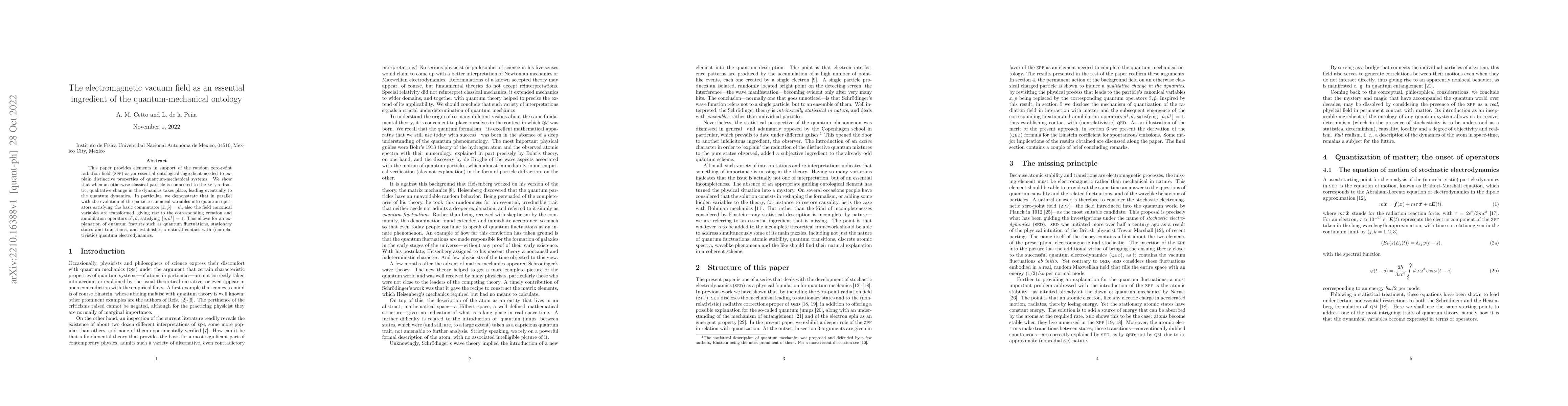 Thumbnail for The electromagnetic vacuum field as an essential ingredient of the
  quantum-mechanical ontology