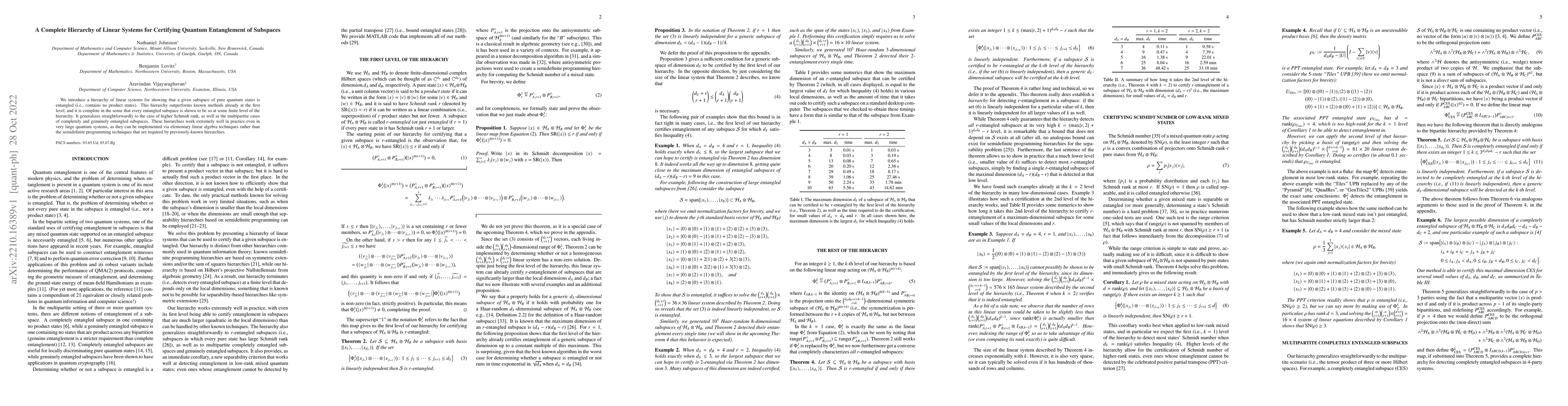 Thumbnail for A Complete Hierarchy of Linear Systems for Certifying Quantum
  Entanglement of Subspaces