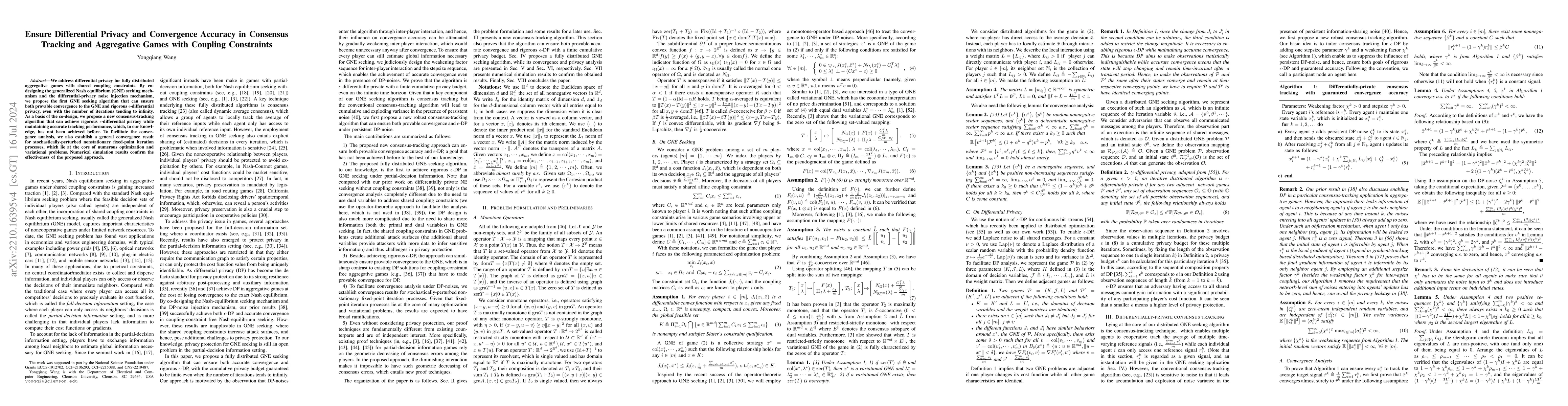 Thumbnail for Ensure Differential Privacy and Convergence Accuracy in Consensus
  Tracking and Aggregative Games with Coupling Constraints