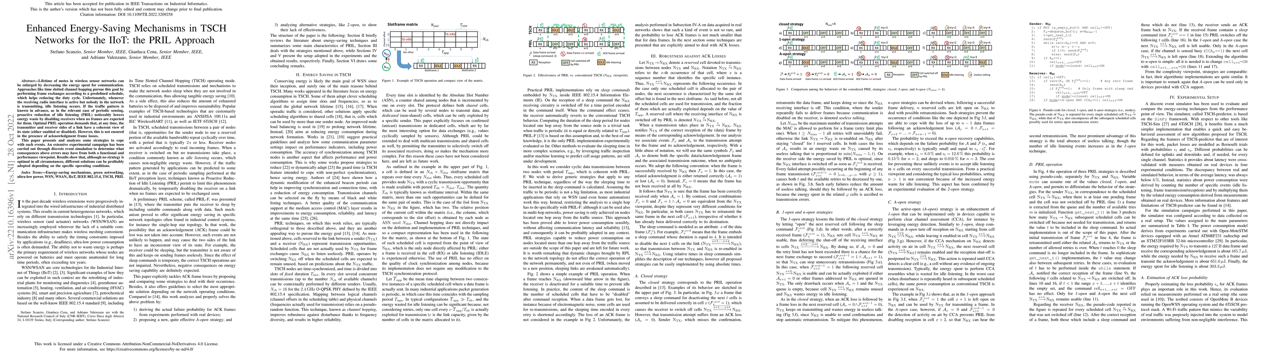 Thumbnail for Enhanced Energy-Saving Mechanisms in TSCH Networks for the IIoT: the
  PRIL Approach