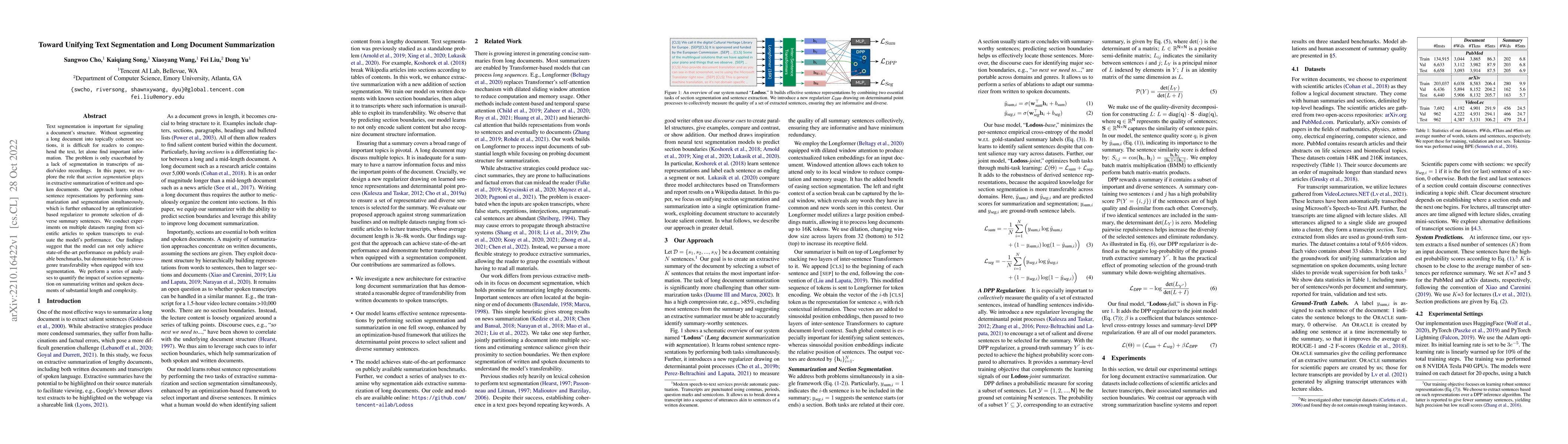 Thumbnail for Toward Unifying Text Segmentation and Long Document Summarization