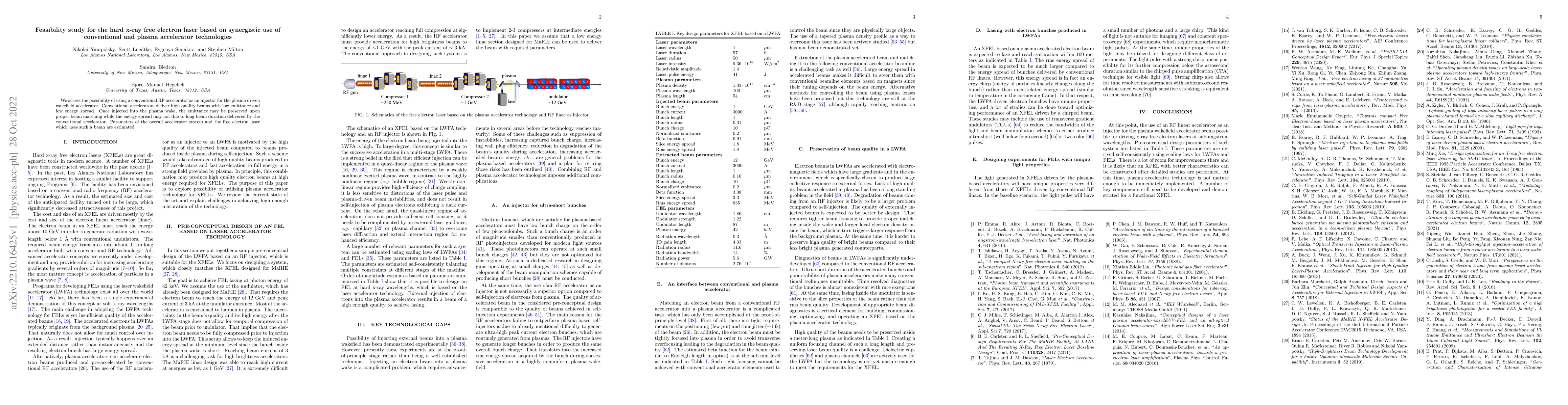 Thumbnail for Feasibility study for the hard x-ray free electron laser based on
  synergistic use of conventional and plasma accelerator technologies