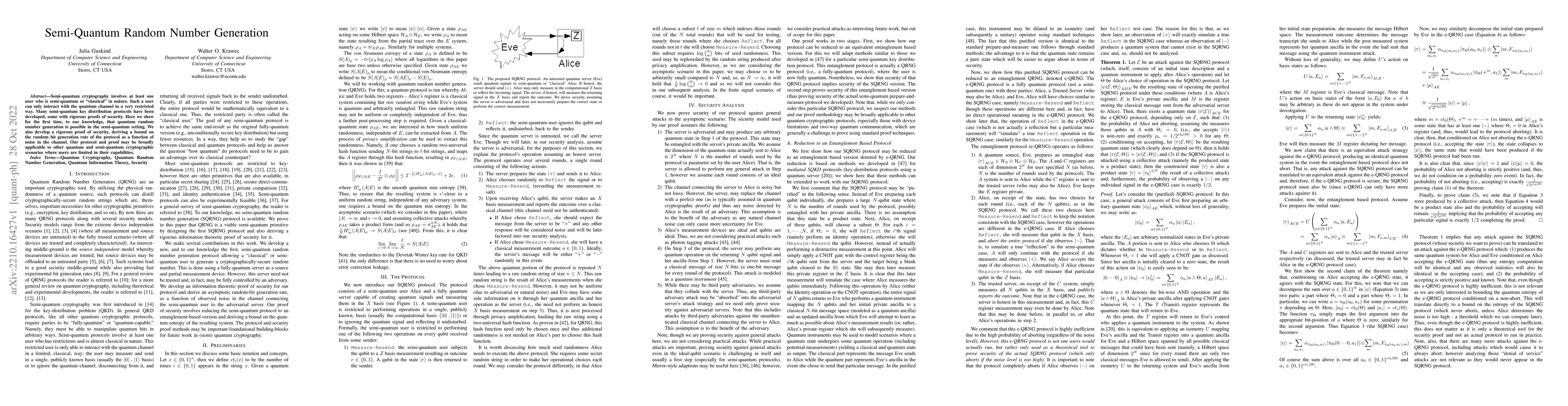 Thumbnail for Semi-Quantum Random Number Generation