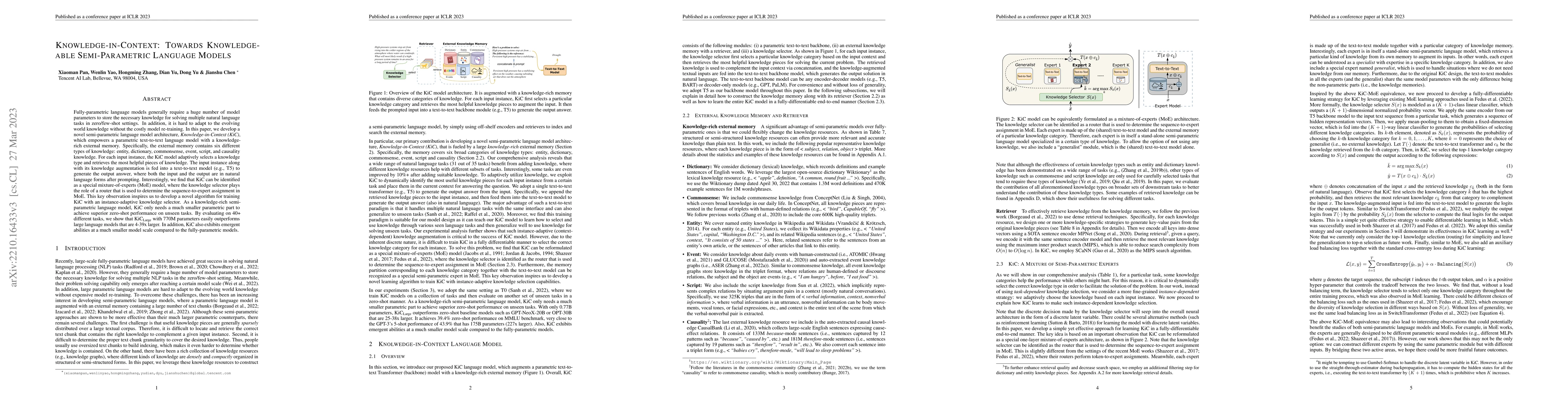 Thumbnail for Knowledge-in-Context: Towards Knowledgeable Semi-Parametric Language
  Models