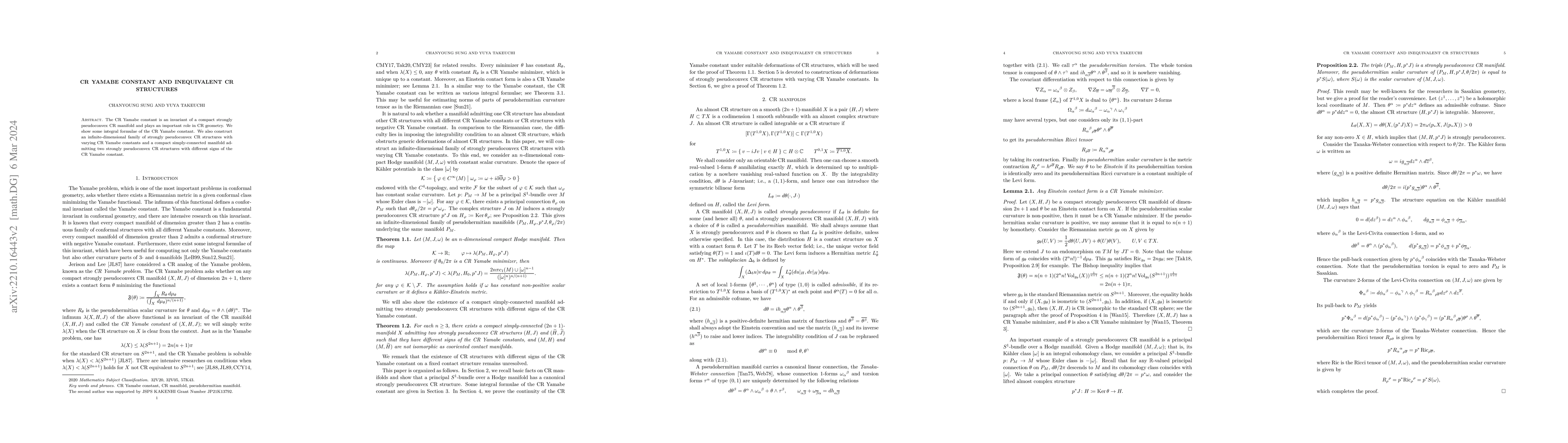 Thumbnail for CR Yamabe constant and inequivalent CR structures