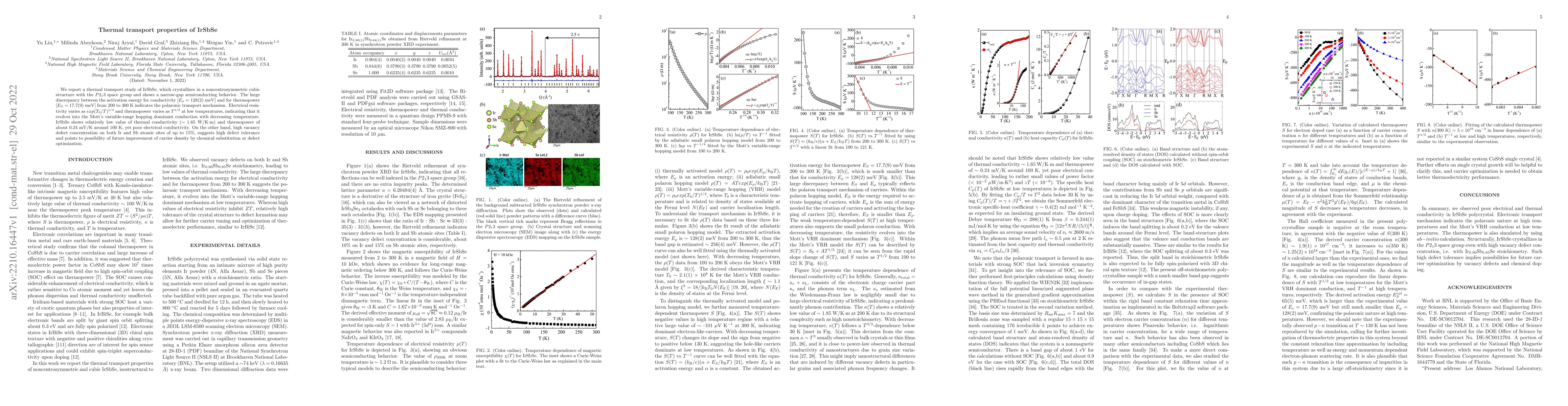 Thumbnail for Thermal transport properties of IrSbSe