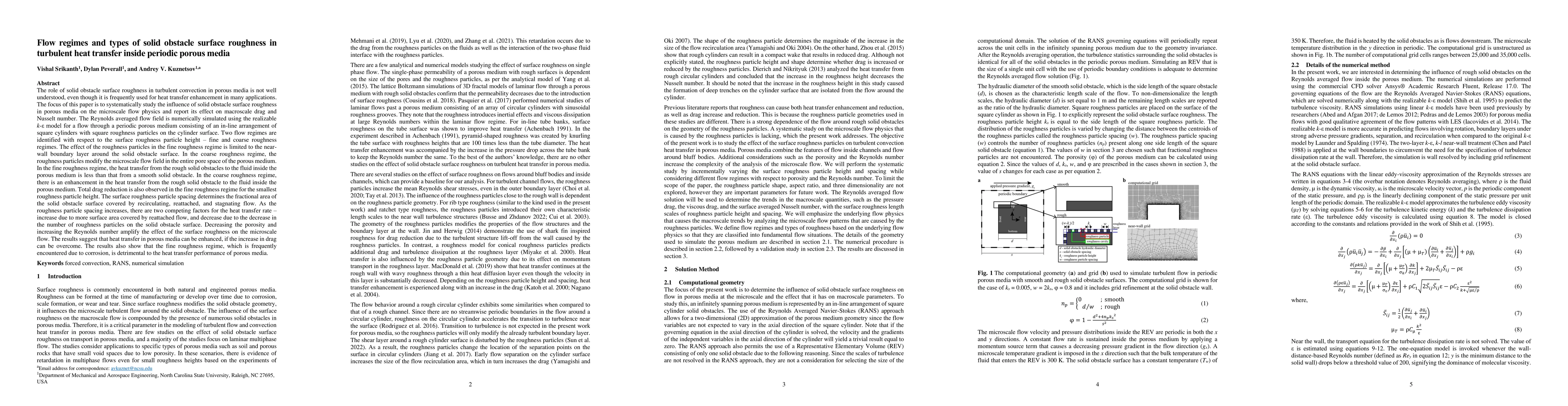 Thumbnail for Flow regimes and types of solid obstacle surface roughness in turbulent
  heat transfer inside periodic porous media