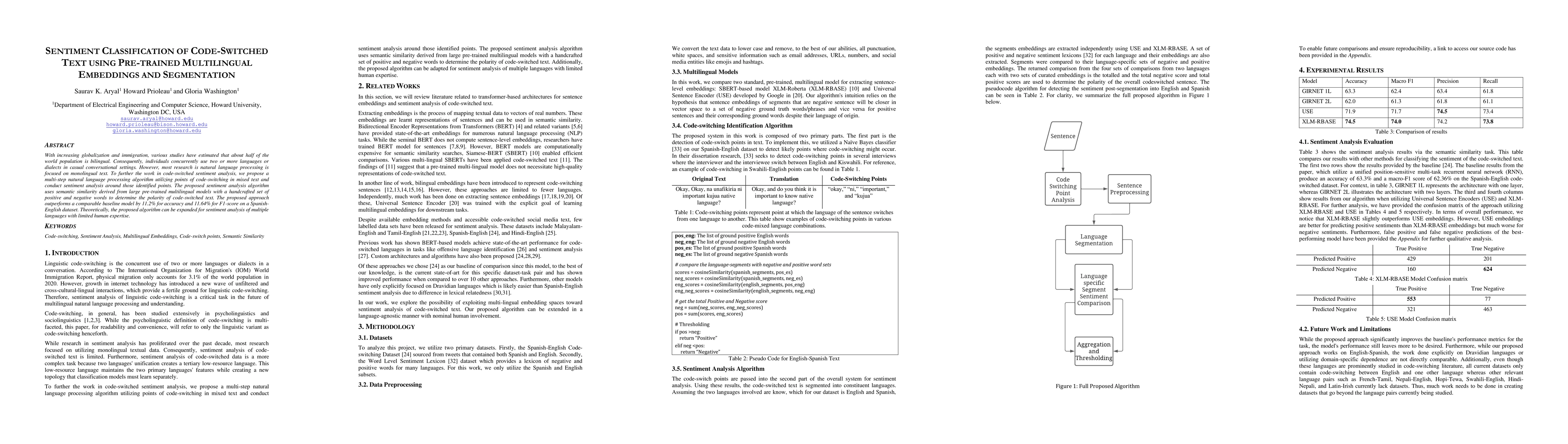Thumbnail for Sentiment Classification of Code-Switched Text using Pre-trained
  Multilingual Embeddings and Segmentation