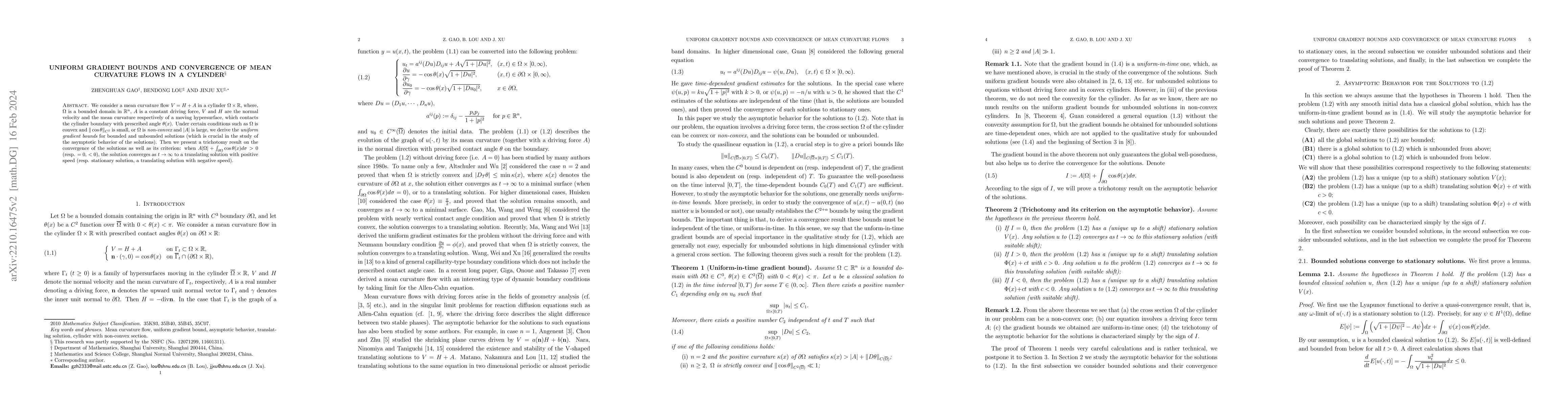 Thumbnail for A Mean Curvature Flow with Prescribed Contact Angles in a High
  Dimensional Cylinder