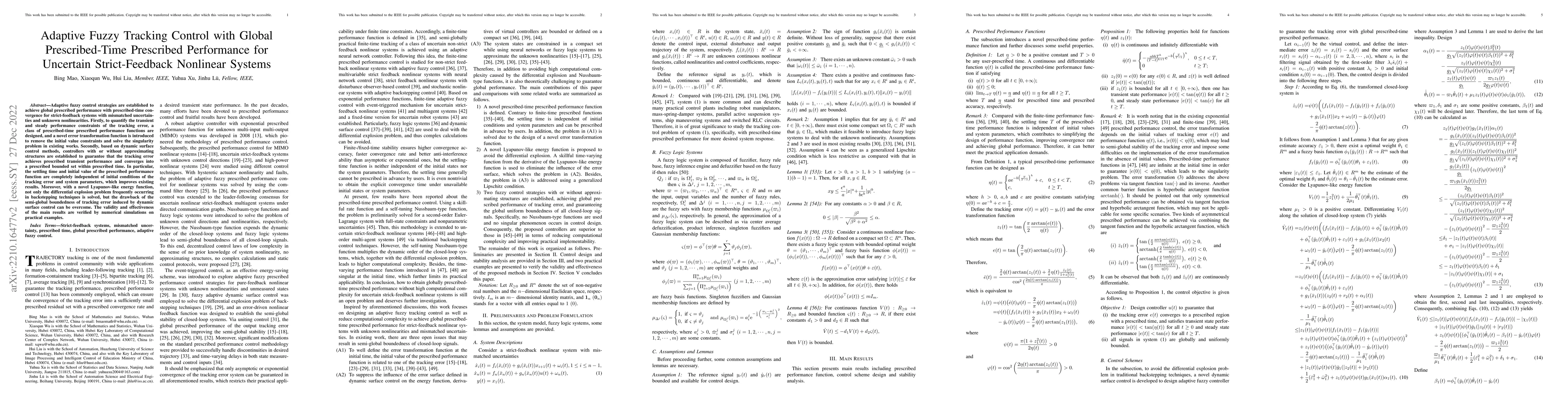 Thumbnail for Adaptive Fuzzy Tracking Control with Global Prescribed-Time Prescribed
  Performance for Uncertain Strict-Feedback Nonlinear Systems