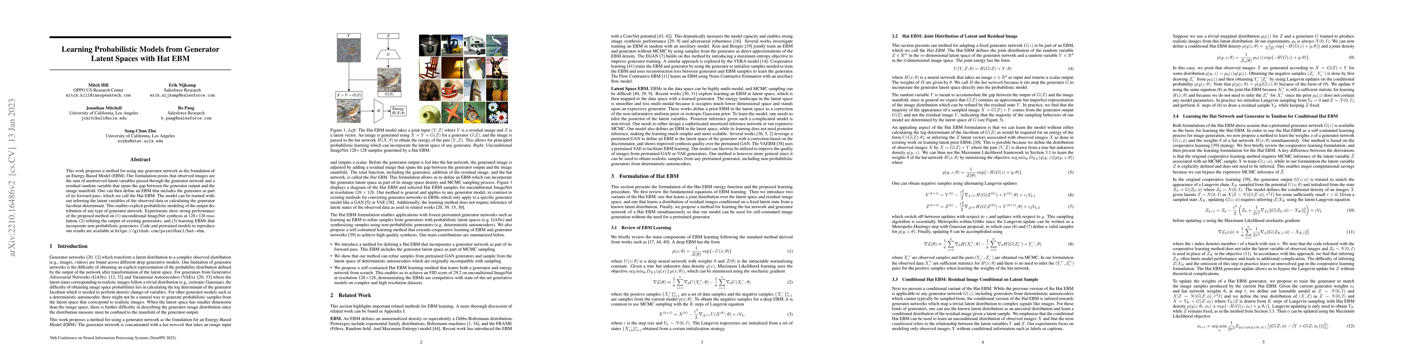 Thumbnail for Learning Probabilistic Models from Generator Latent Spaces with Hat EBM