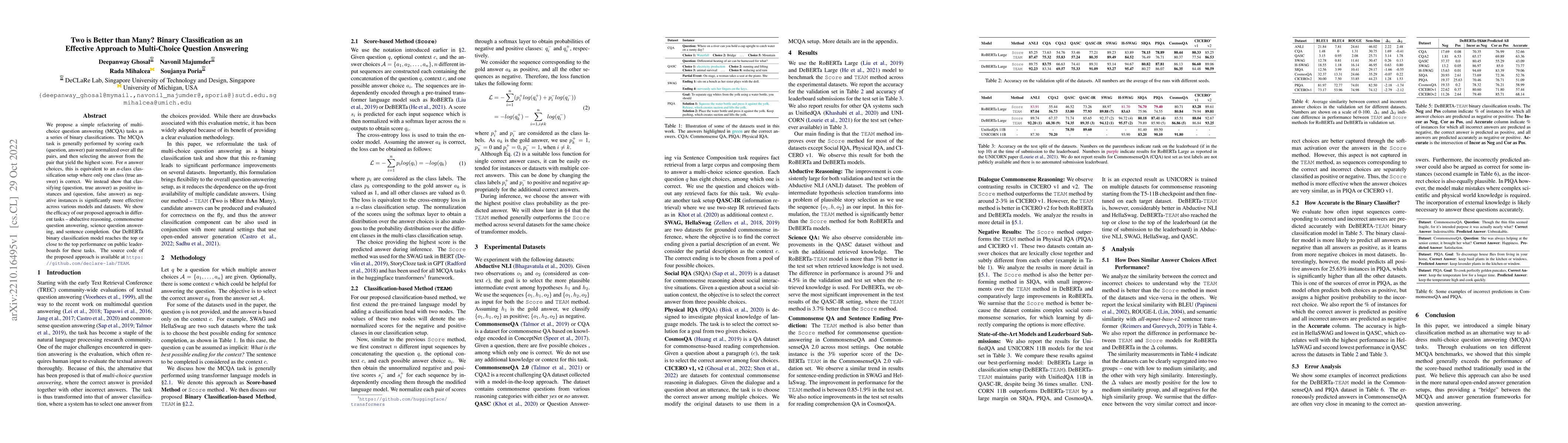 Thumbnail for Two is Better than Many? Binary Classification as an Effective Approach
  to Multi-Choice Question Answering
