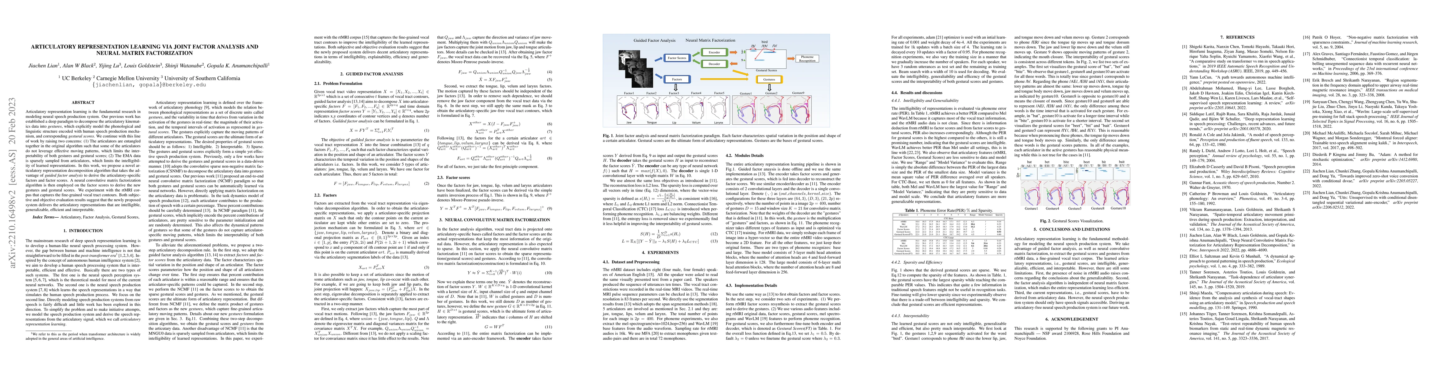 Thumbnail for Articulatory Representation Learning Via Joint Factor Analysis and
  Neural Matrix Factorization